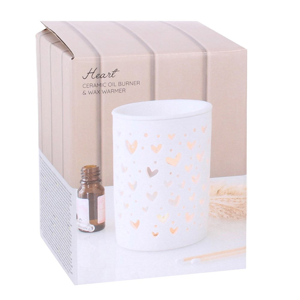 White Ceramic Heart Cut Out Wax Melter