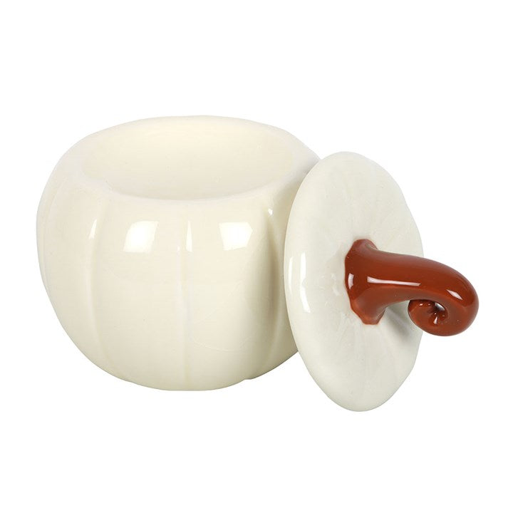 White Ceramic Curly Top Pumpkin Wax Melter