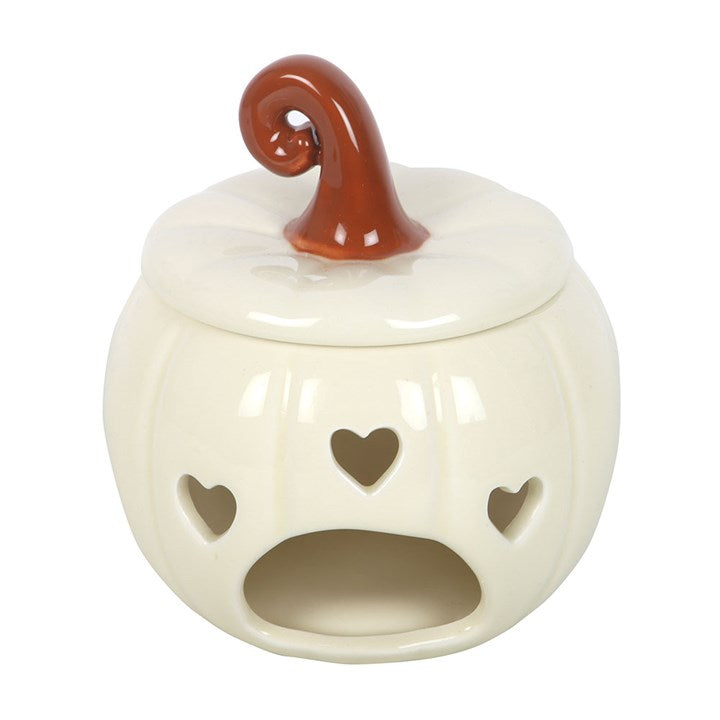 White Ceramic Curly Top Pumpkin Wax Melter