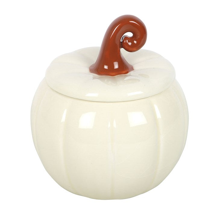 White Ceramic Curly Top Pumpkin Wax Melter