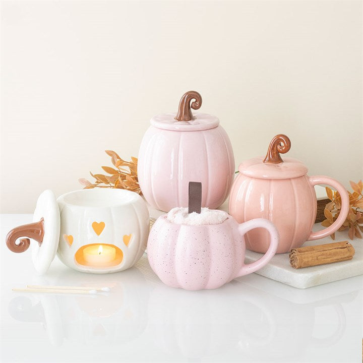 Ceramic Pink Curly Top Pumpkin Wax Melter