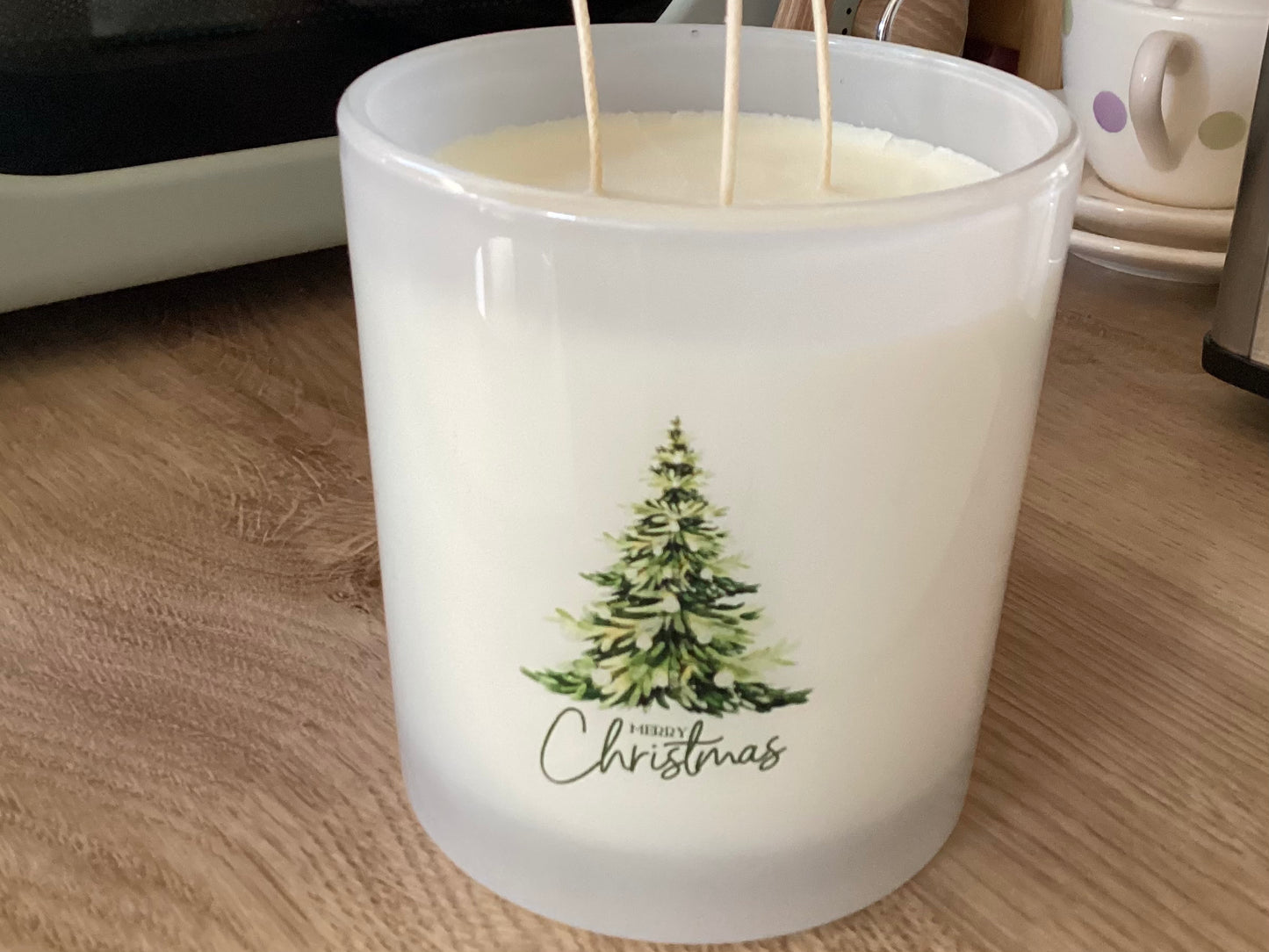 Merry Christmas Scented Vegan Candle In Frosted Glass