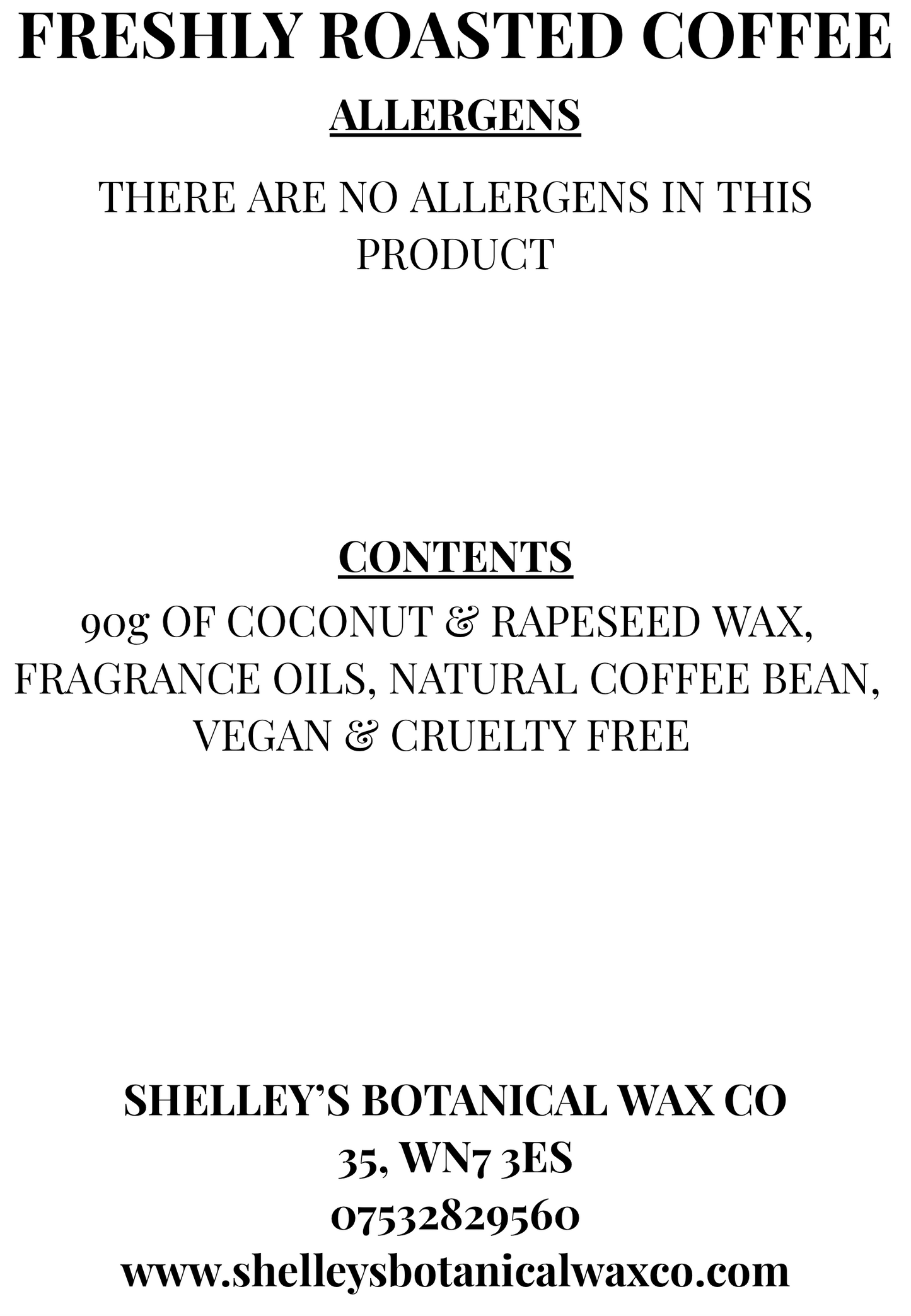 Fresh Roasted Coffee Vegan Wax Melt