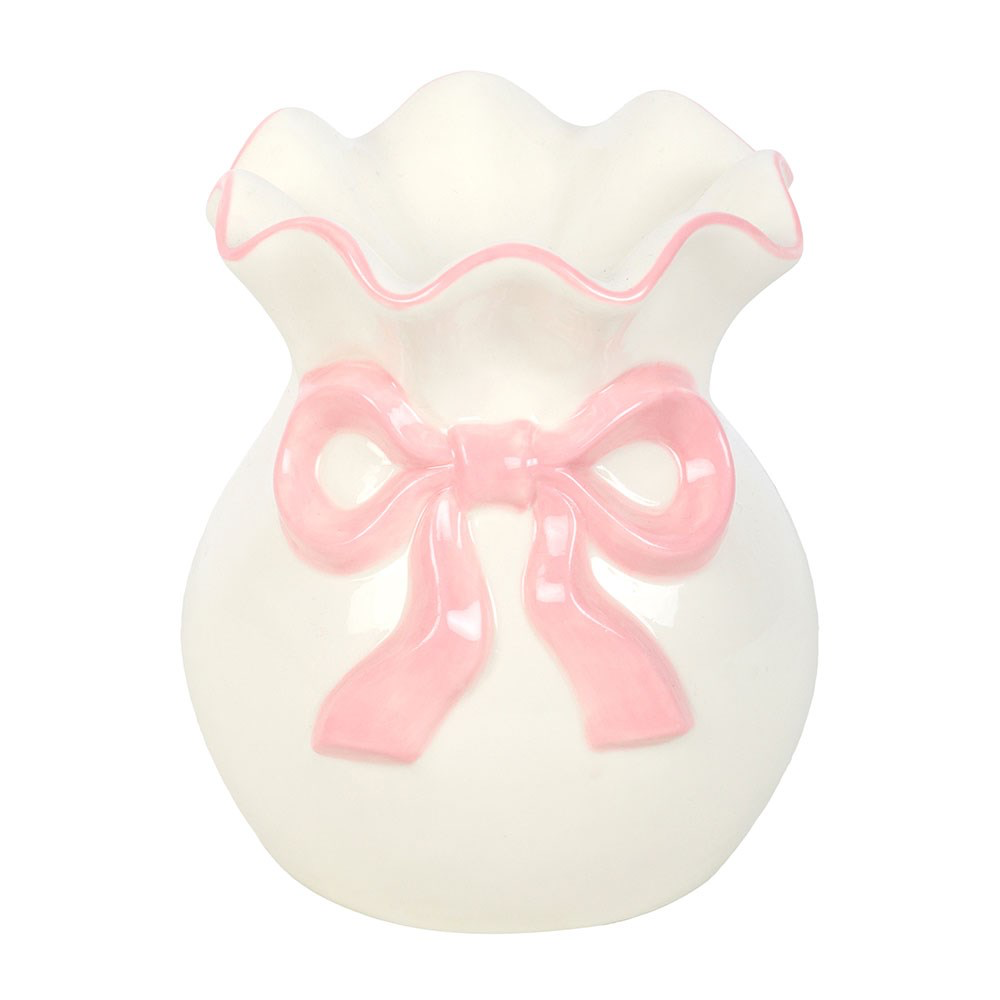 White & Pink Bow Ceramic Wax Melter