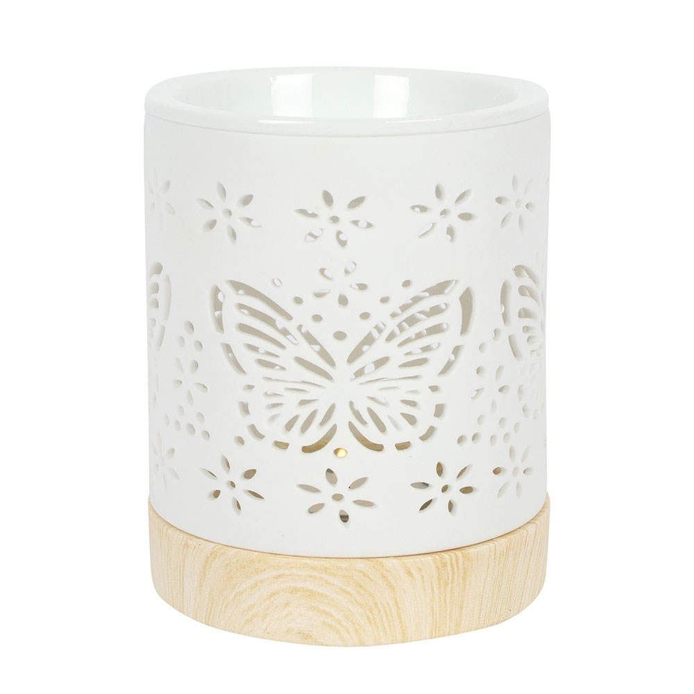 White Ceramic Butterfly Wax Melter