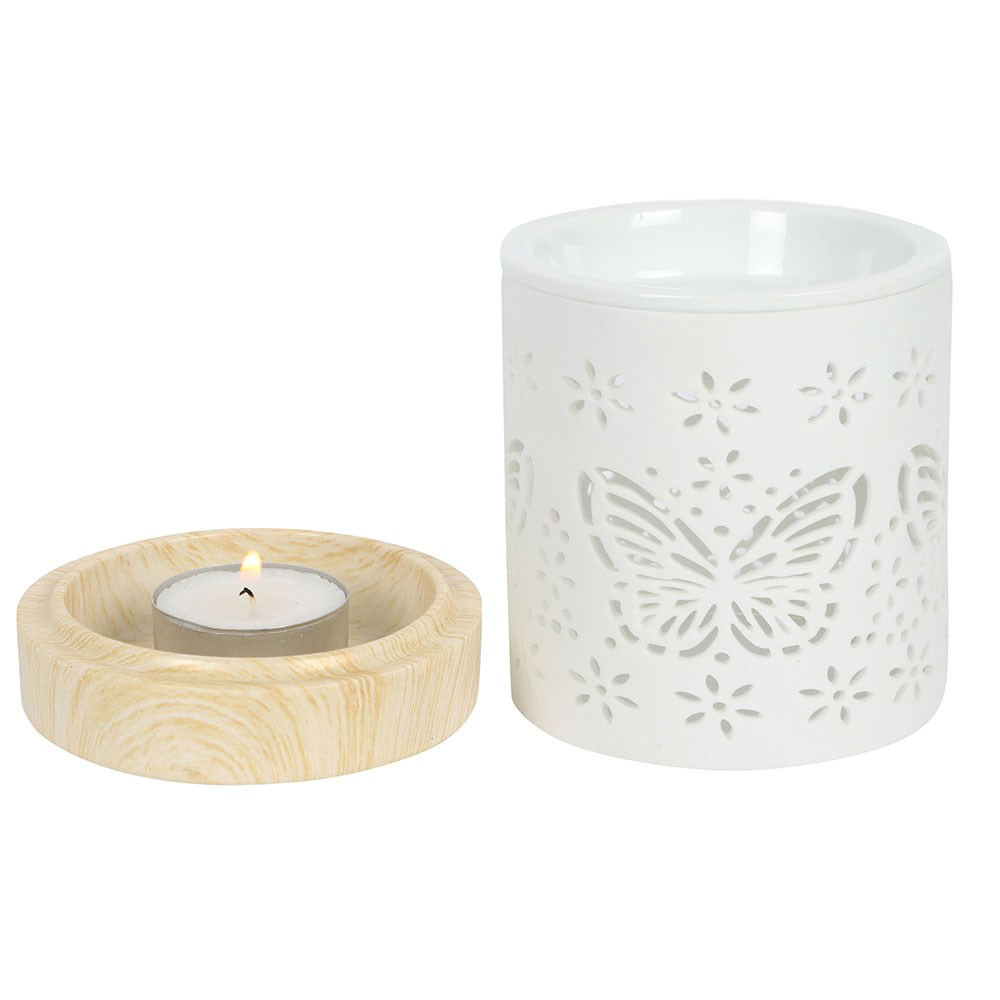 White Ceramic Butterfly Wax Melter