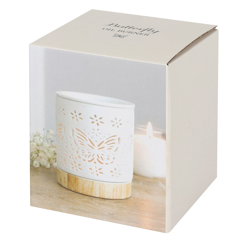 White Ceramic Butterfly Wax Melter