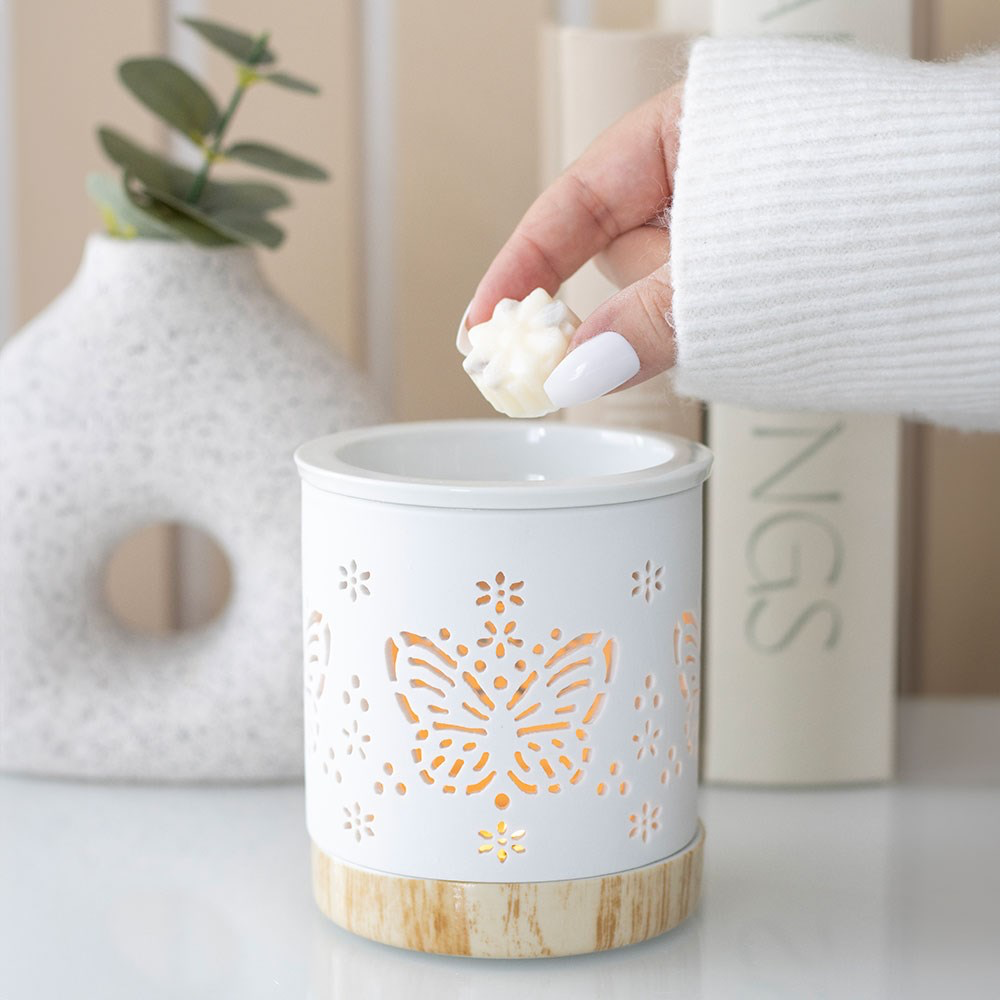 White Ceramic Butterfly Wax Melter