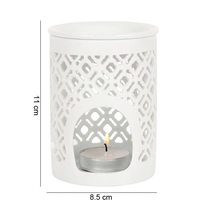 White Ceramic Lattice Cut-Out Wax Melter