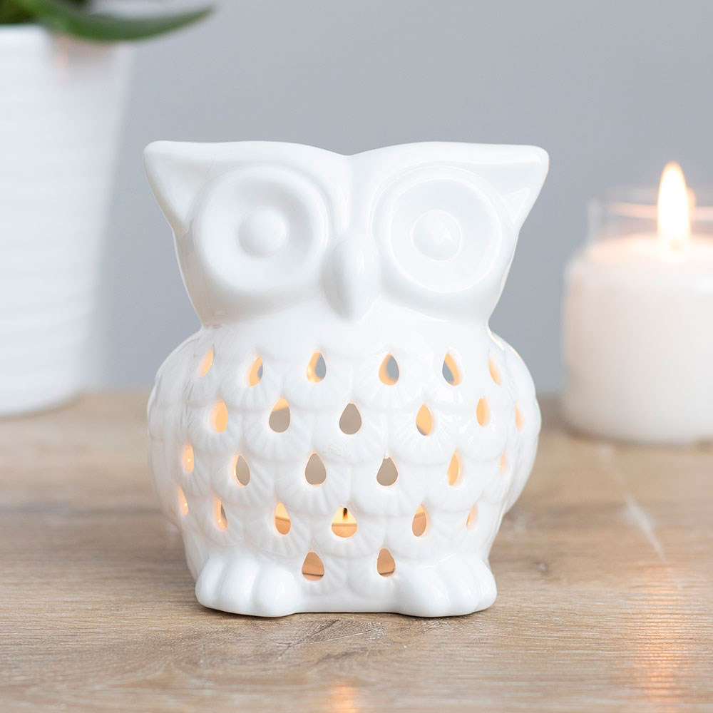 White Ceramic Owl Wax Melter