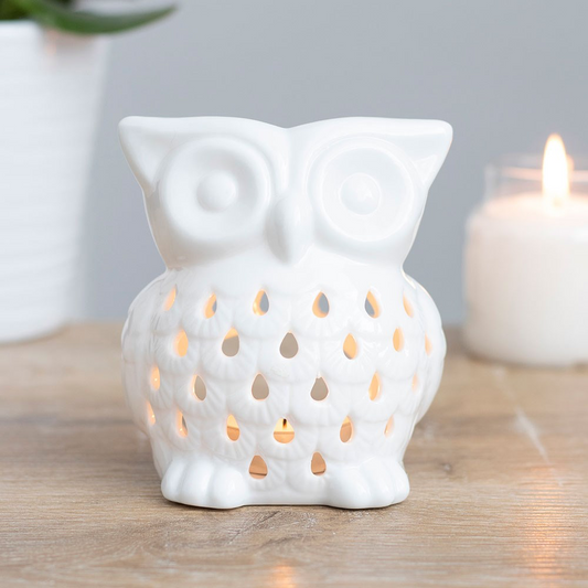 White Ceramic Owl Wax Melter