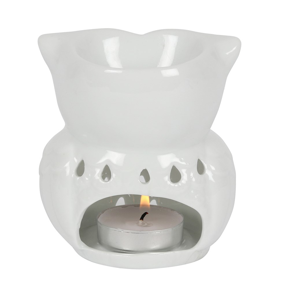 White Ceramic Owl Wax Melter