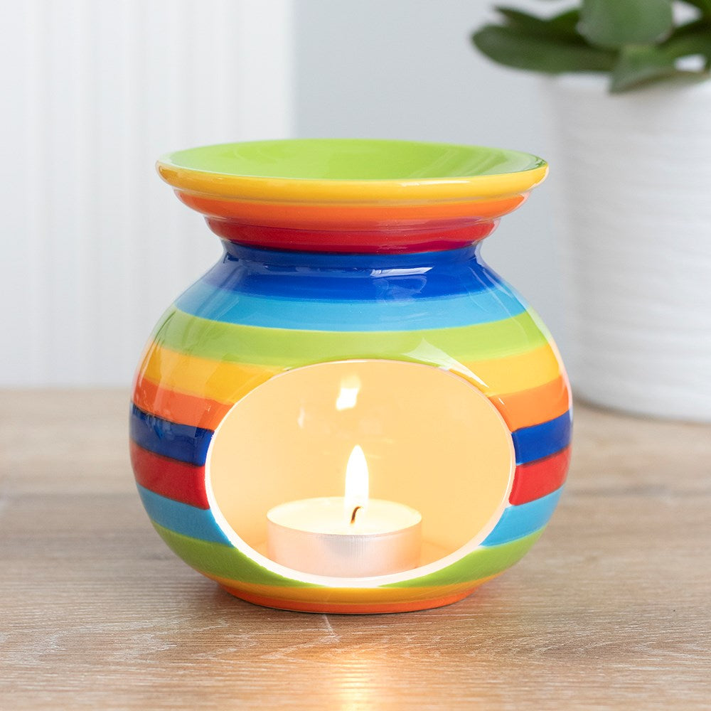 Ceramic Rainbow Striped Wax Melter