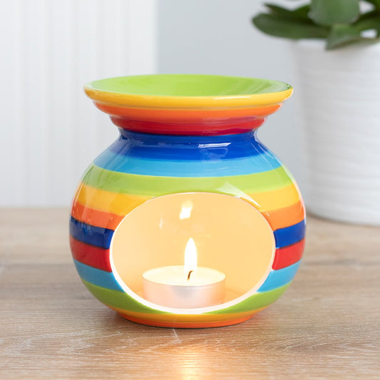 Ceramic Rainbow Striped Wax Melter