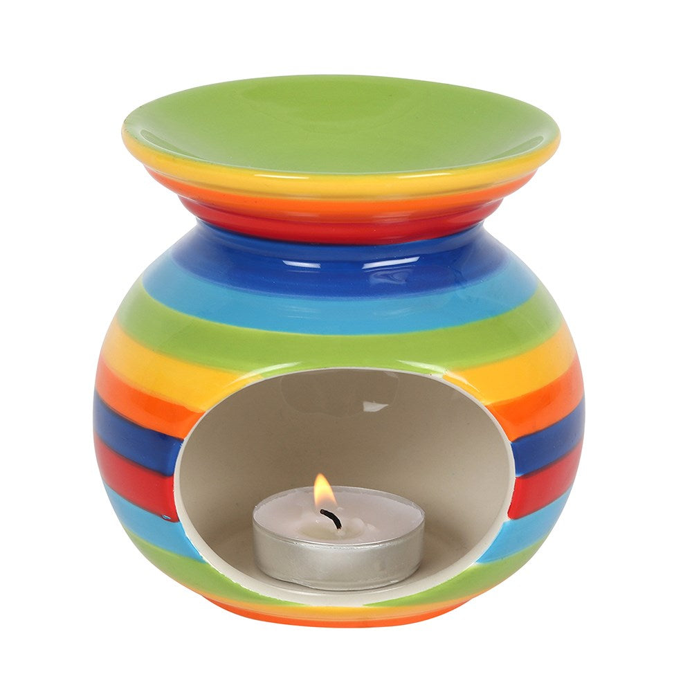 Ceramic Rainbow Striped Wax Melter