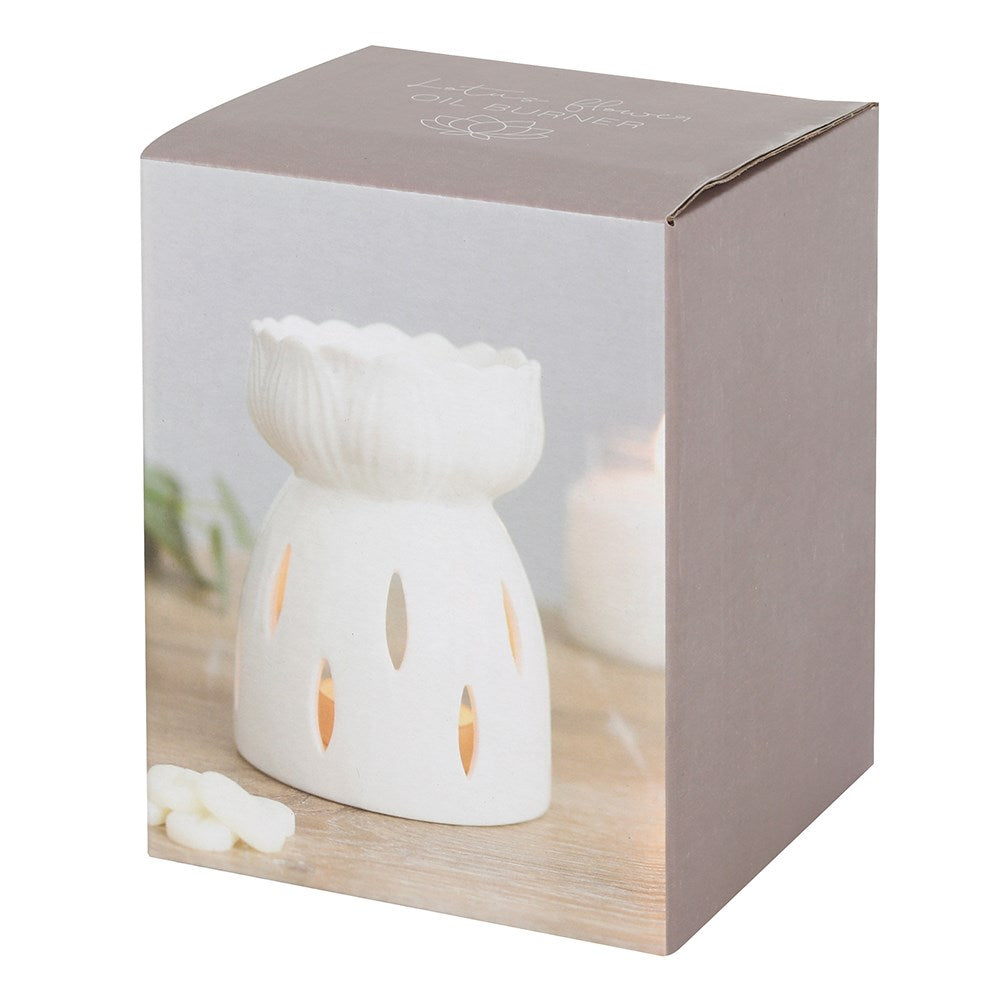 White Gloss Ceramic Lotus Wax Melter