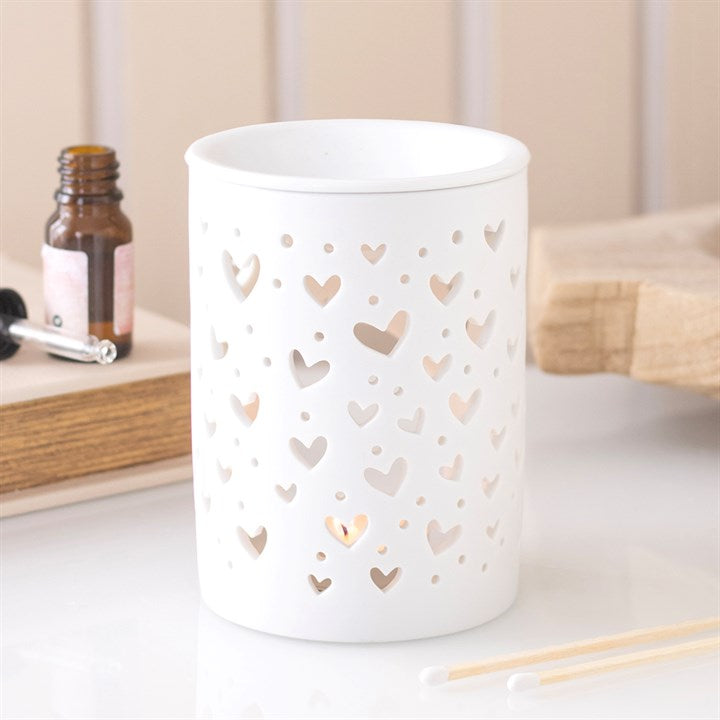 White Ceramic Heart Cut Out Wax Melter