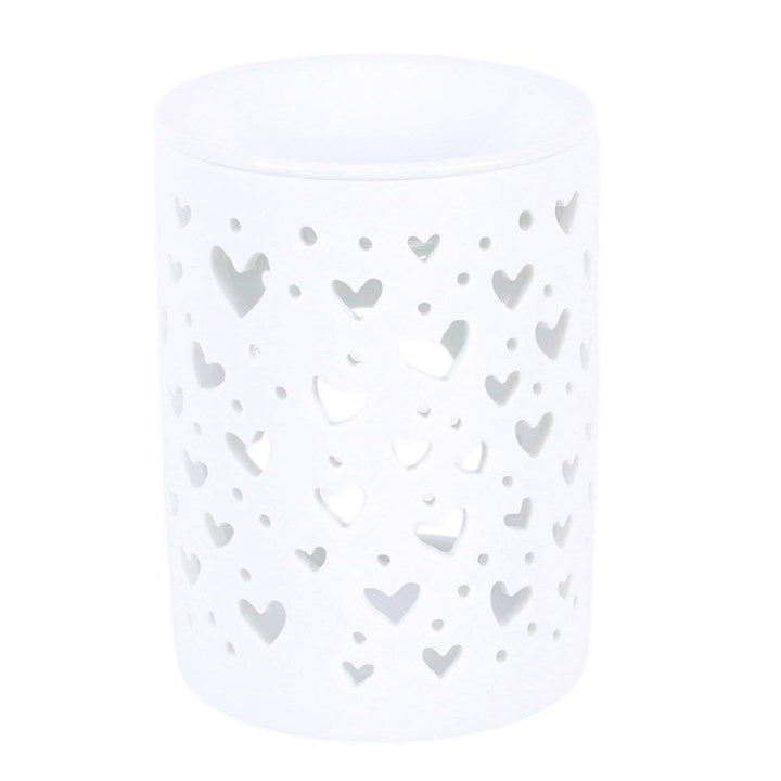 White Ceramic Heart Cut Out Wax Melter