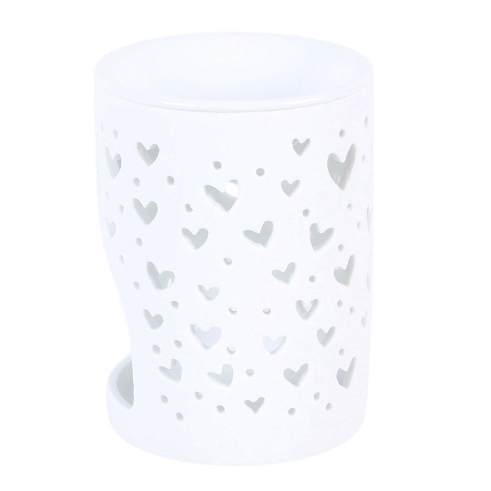 White Ceramic Heart Cut Out Wax Melter
