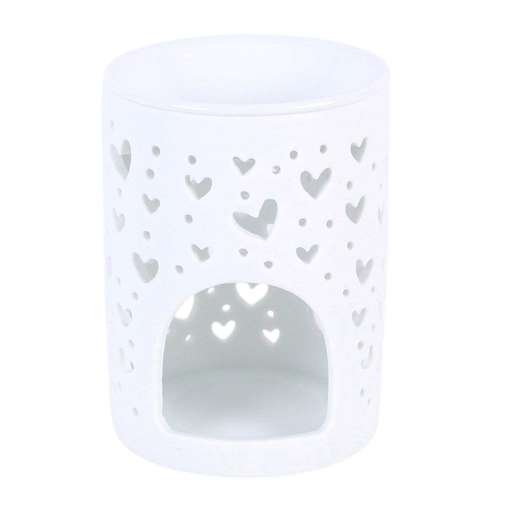 White Ceramic Heart Cut Out Wax Melter