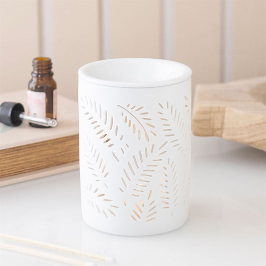 White Ceramic Fern Cut Out Wax Melter