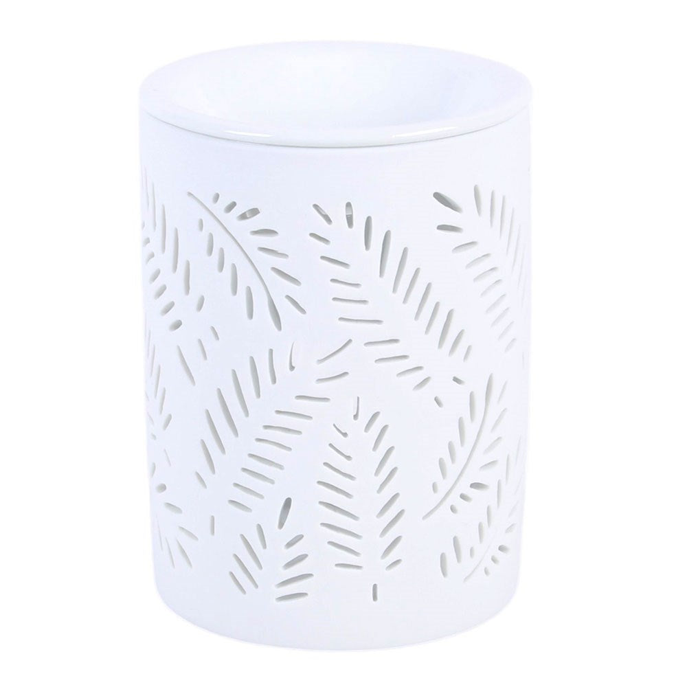 White Ceramic Fern Cut Out Wax Melter