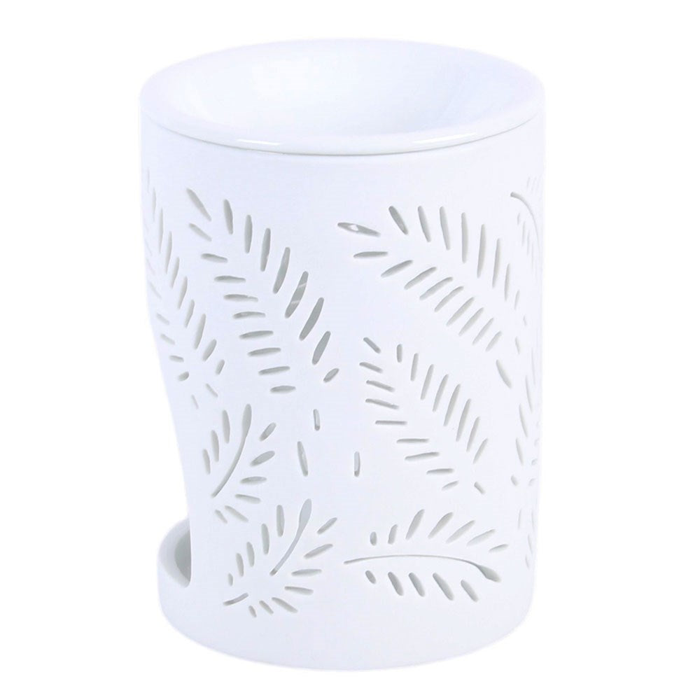 White Ceramic Fern Cut Out Wax Melter