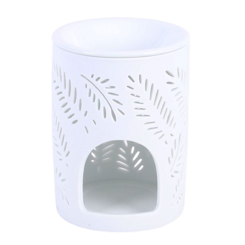 White Ceramic Fern Cut Out Wax Melter