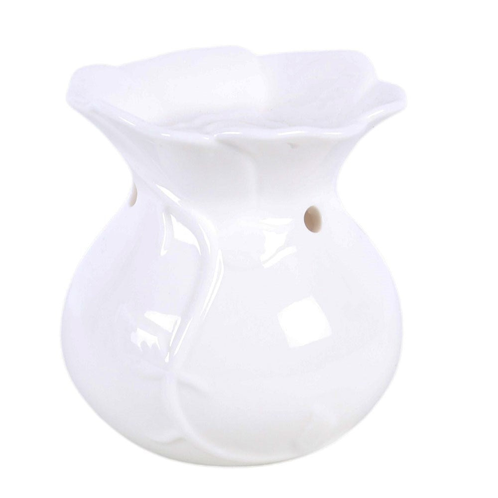 White Ceramic Rose Wax Melter