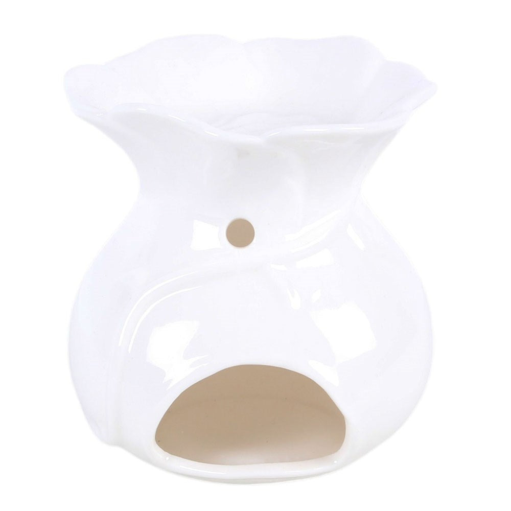 White Ceramic Rose Wax Melter