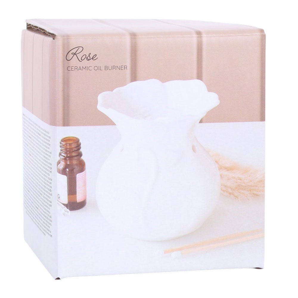White Ceramic Rose Wax Melter