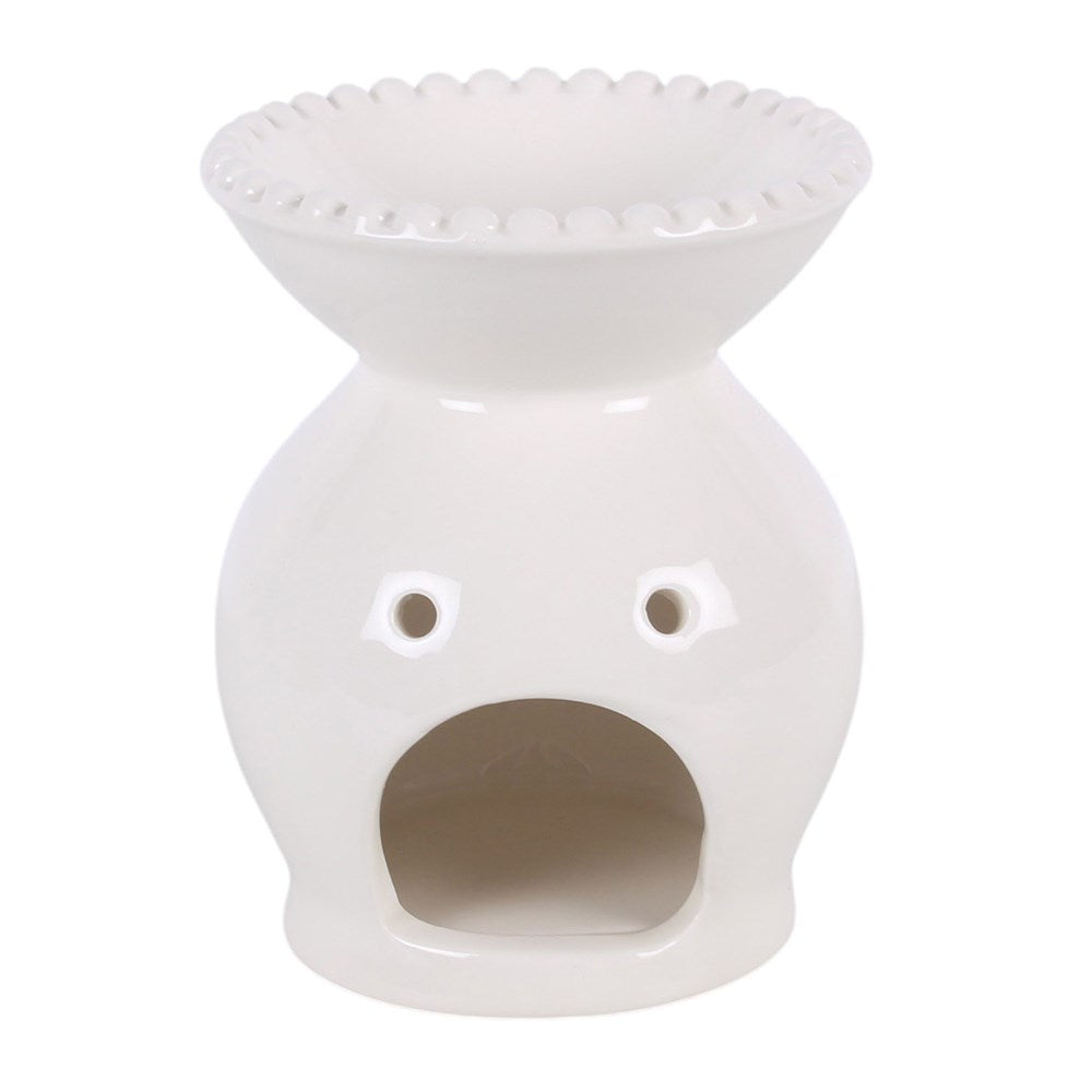 White Ceramic Beaded Rim Wax Melter