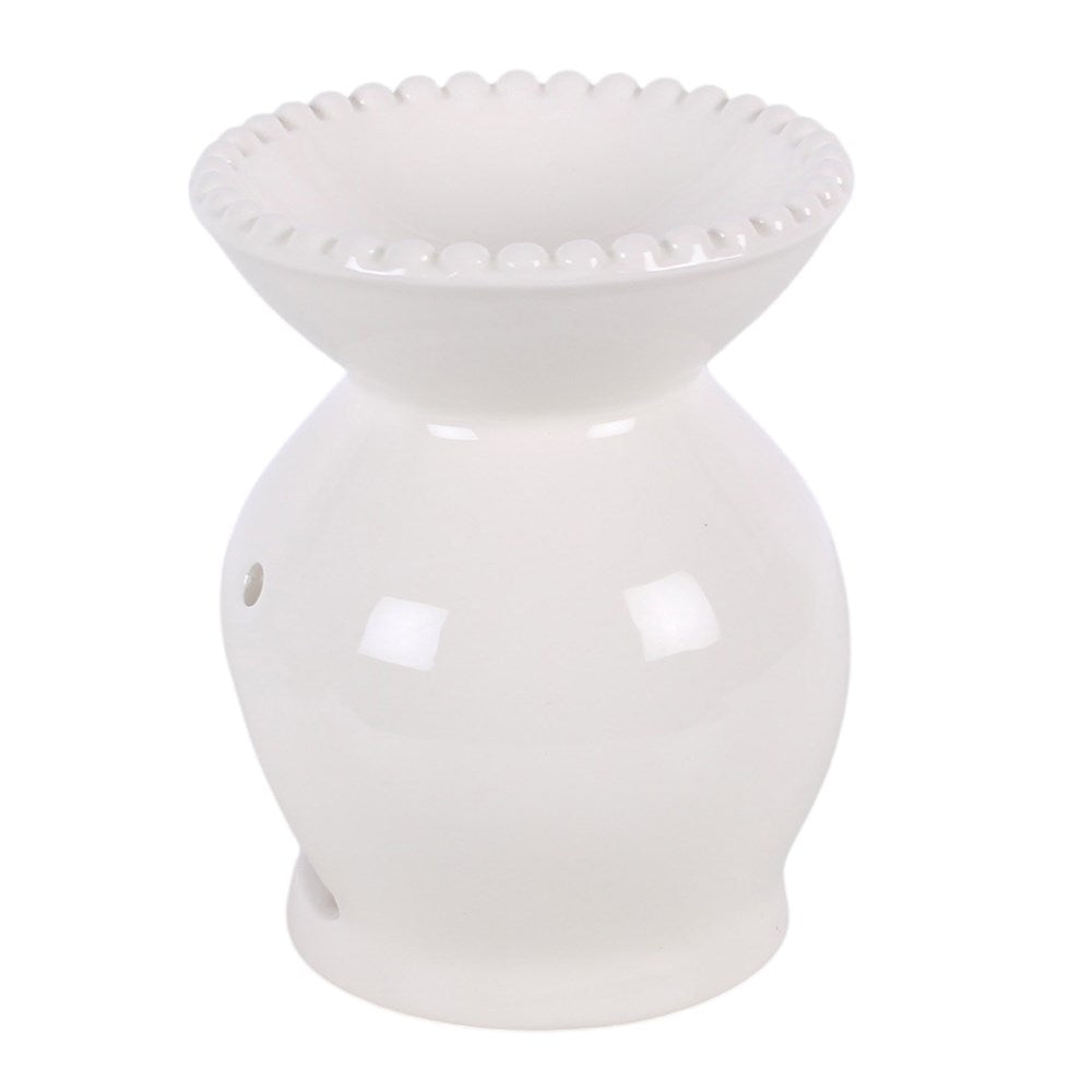 White Ceramic Beaded Rim Wax Melter