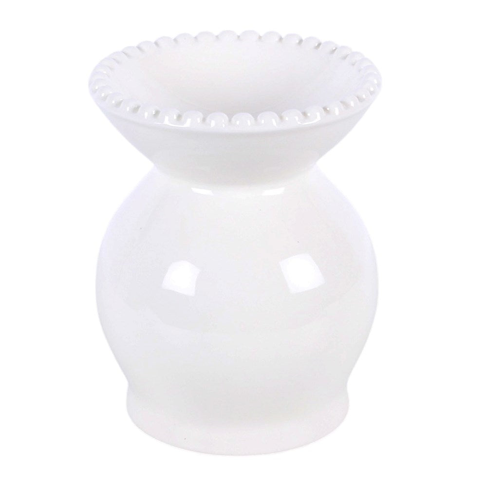 White Ceramic Beaded Rim Wax Melter