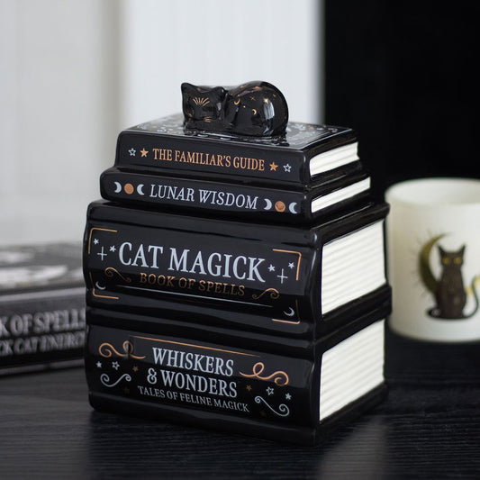 Ceramic Black Cat Book Stack Wax Melter