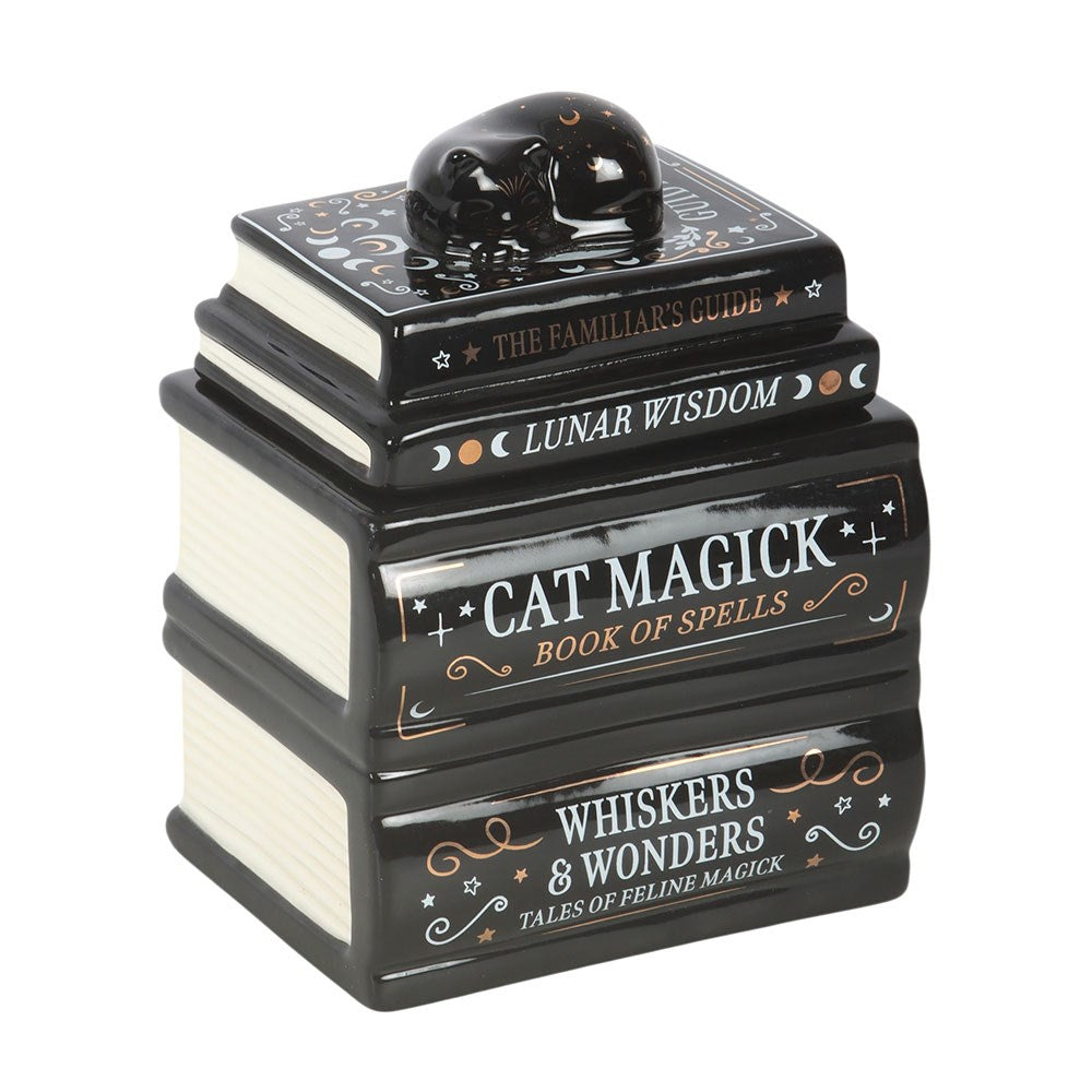 Ceramic Black Cat Book Stack Wax Melter