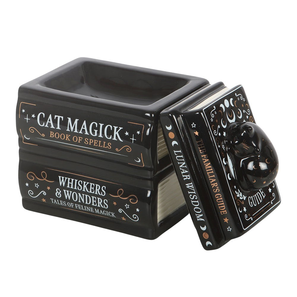 Ceramic Black Cat Book Stack Wax Melter
