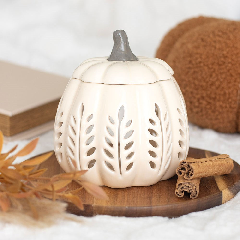 Ceramic Cream Leaf Cut Out Wax Melter