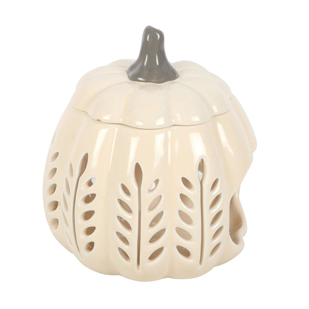 Ceramic Cream Leaf Cut Out Wax Melter