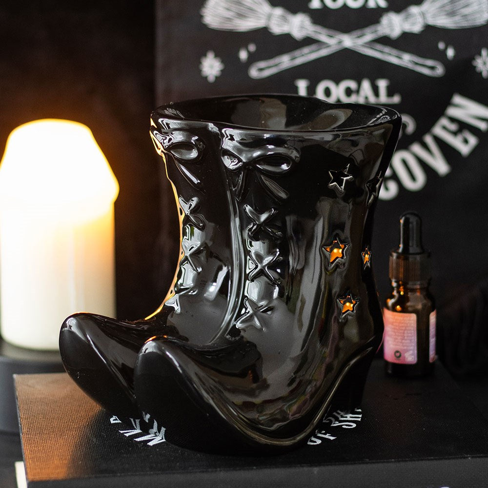 Ceramic Black Witch Boots Wax Melter