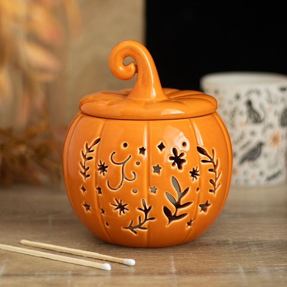 Ceramic Fairy Folk Pumpkin Wax Melter