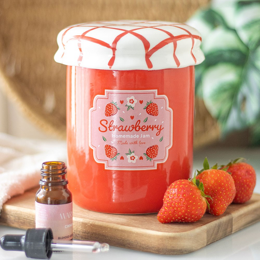 Ceramic Strawberry Jam Jar Shaped Novelty Wax Melter