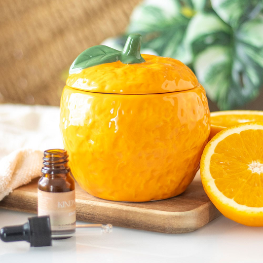 Ceramic Jaffa Orange Shaped Novelty Wax Melter